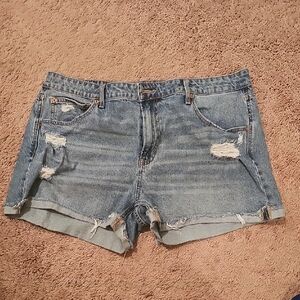 No Boundaries Blue Jean Shorts Distressed Cuffed